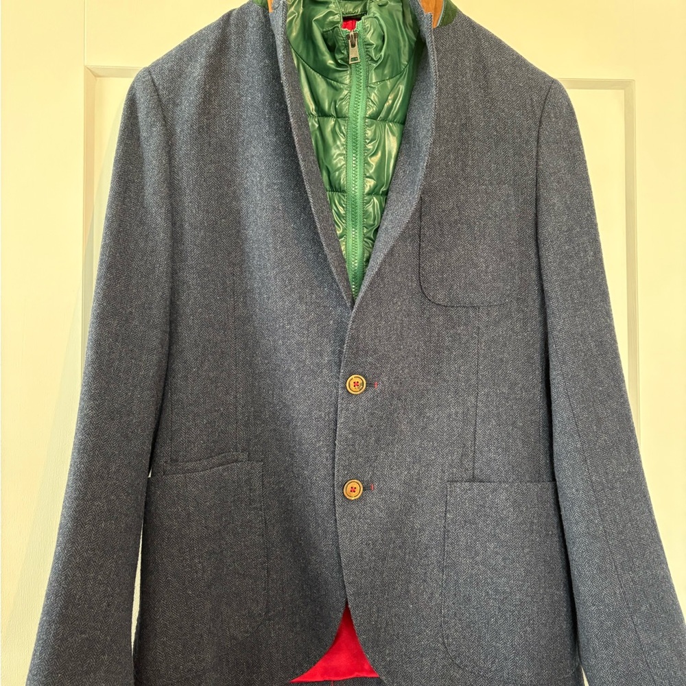 Men's Italian Navy Blazer with Green Inner Lining